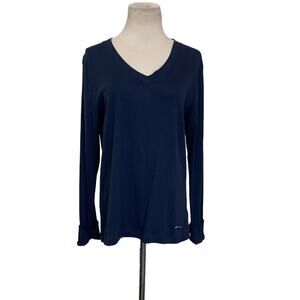 Jones New York blue v neck pull over cotton top size large